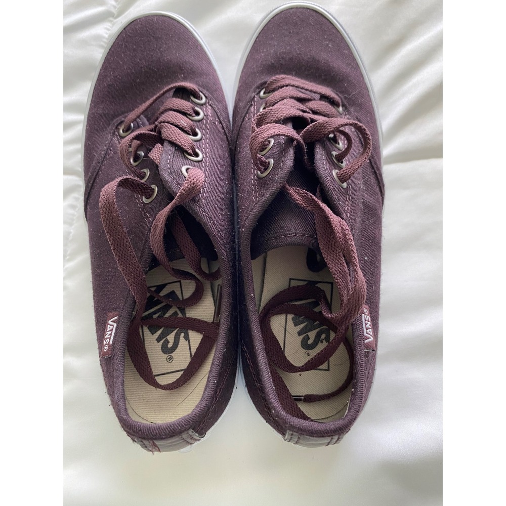 Vans Authentic Low Burgundy Maroon Canvas Waffle Sole Skate Shoes Clean Exc Cond